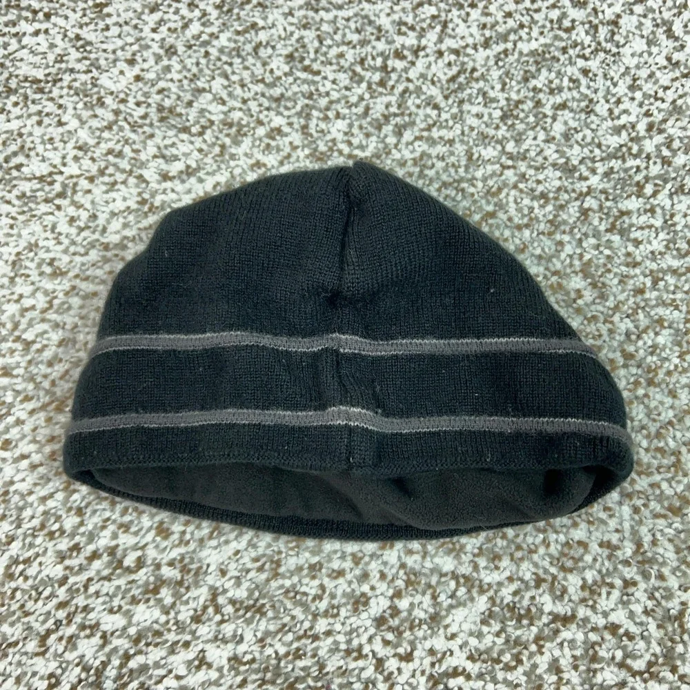 The North Face Hat Beanie Mens One Size Black Striped Fleece Lined Winter Hiking